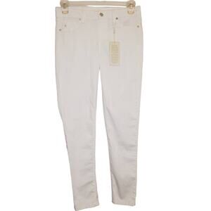 New Hot in Hollywood womens white cotton pull on skinny cigarette pants Size Med